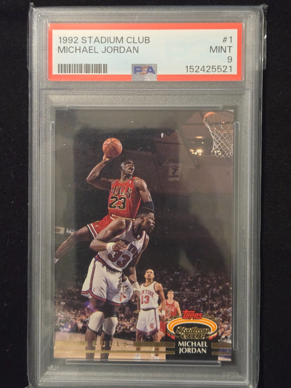1992 STADIUM CLUB #1 MICHAEL JORDAN GRADED PSA 9 MINT DUNK ON PATRICK EWING