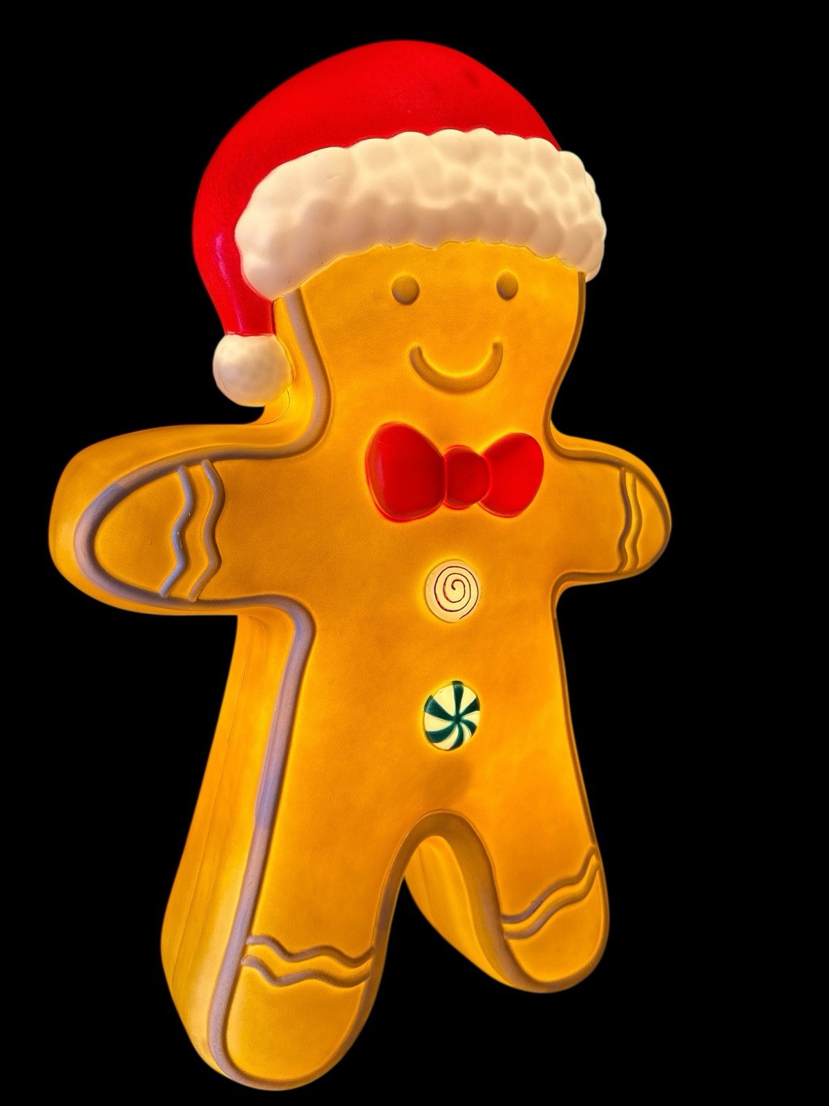 Christmas 24” Gingerbread Man Blow Mold With Santa Red Hat Holiday Home Decor Christmas 24” Gingerbread Man Blow Mold With Santa Red Hat Holiday Home Decor