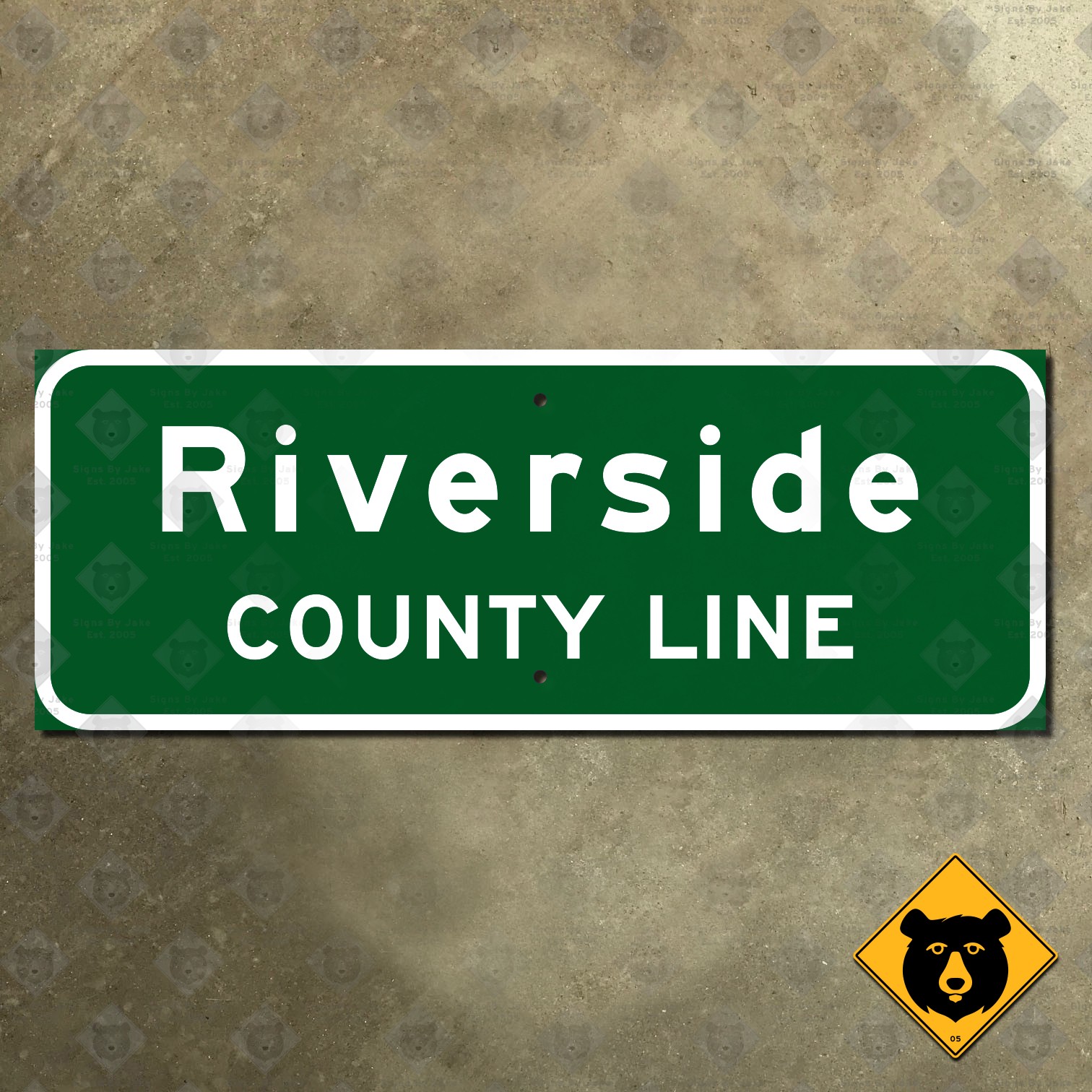 Riverside California county line highway road sign green freeway 1959 32x12