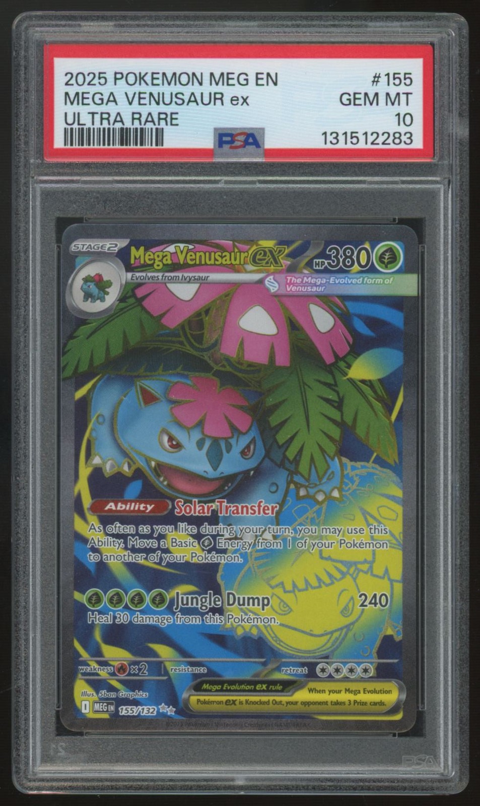 2025 Pokemon Mega Venusaur ex Mega Evolution Ultra Rare #155 PSA 10 2025 Pokemon Mega Venusaur ex Mega Evolution Ultra Rare #155 PSA 10