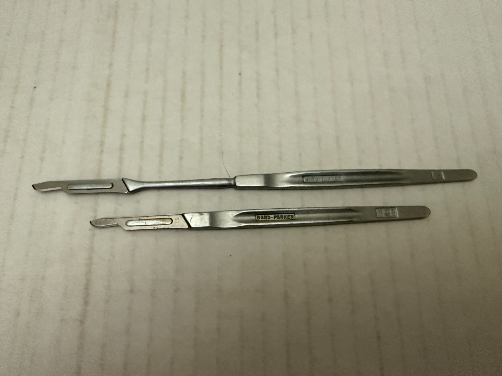 Vintage Bard Parker No. 7 and No. 9 Stainless Steel Surgical Scalpels