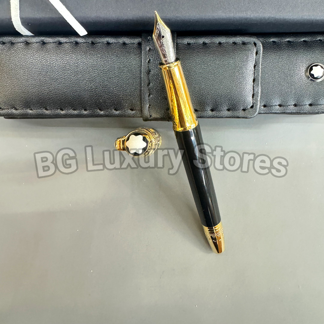 Montblanc Lorenzo de Medici Fountain Pen Fine Nib Leather Pouch RARE