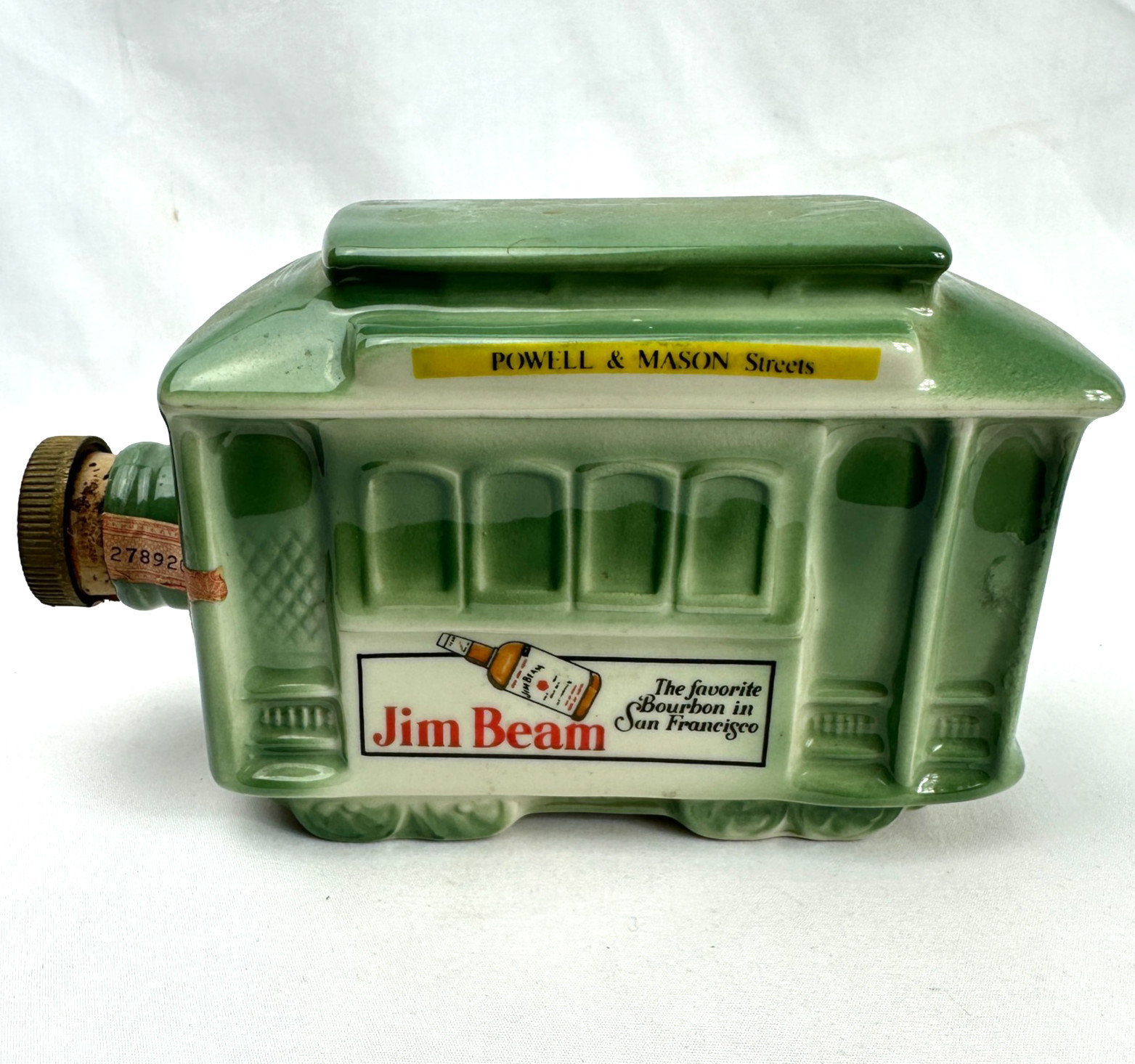 1968 Jim Beam San Francisco Cable Car Decanter Regal China Tax Seal Vintage