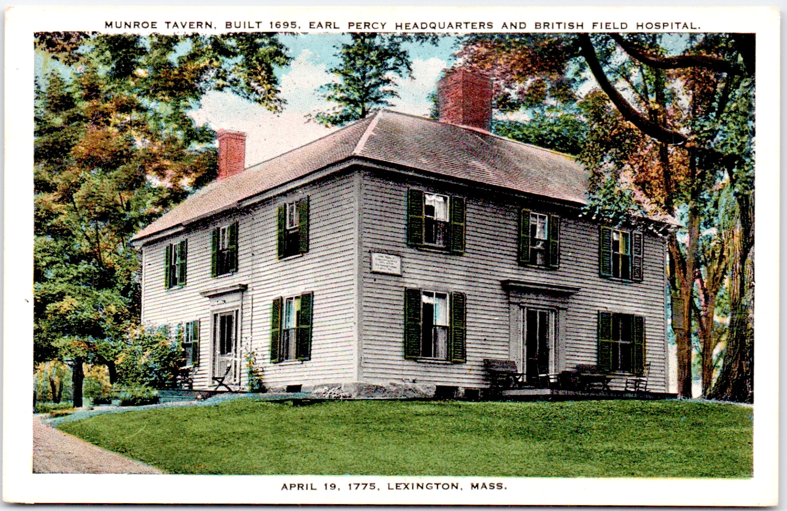 Lexington Massachusetts Munroe Tavern Earl Percy British Hospital VTG Postcard