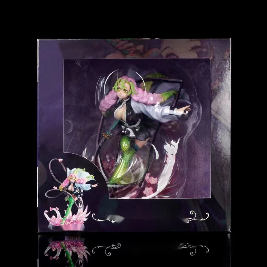 22cm Demon Slayer Mitsuri Kanroji Anime Girl Figure GK Statue Desk Decor Gift