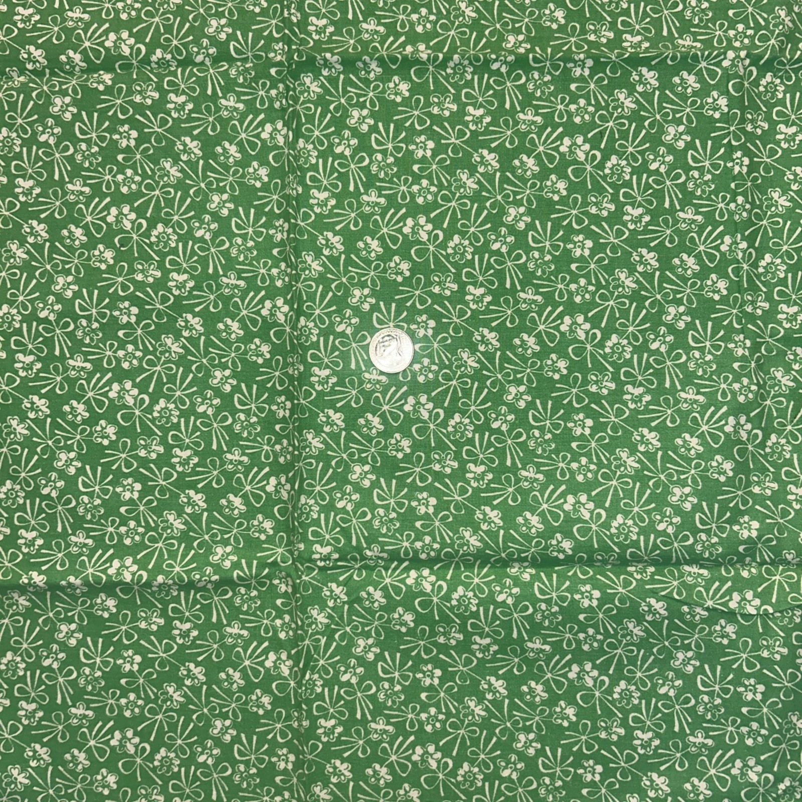 Vintage 40s Cotton Fabric Green Whimsical Bows 36” X 42.5” Vintage 40s Cotton Fabric Green Whimsical Bows 36” X 42.5”
