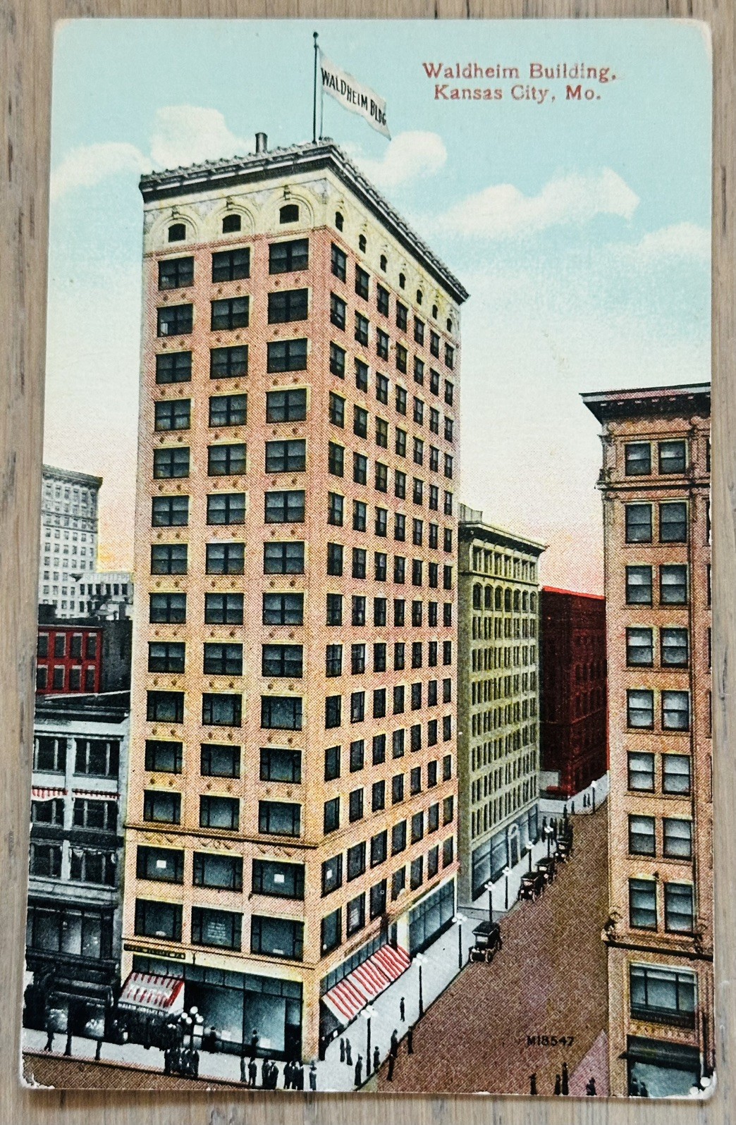 WALDHEIM BUILDING Kansas City MO Postcard VTG 1910 AMERICHROME Litho UNPOSTED