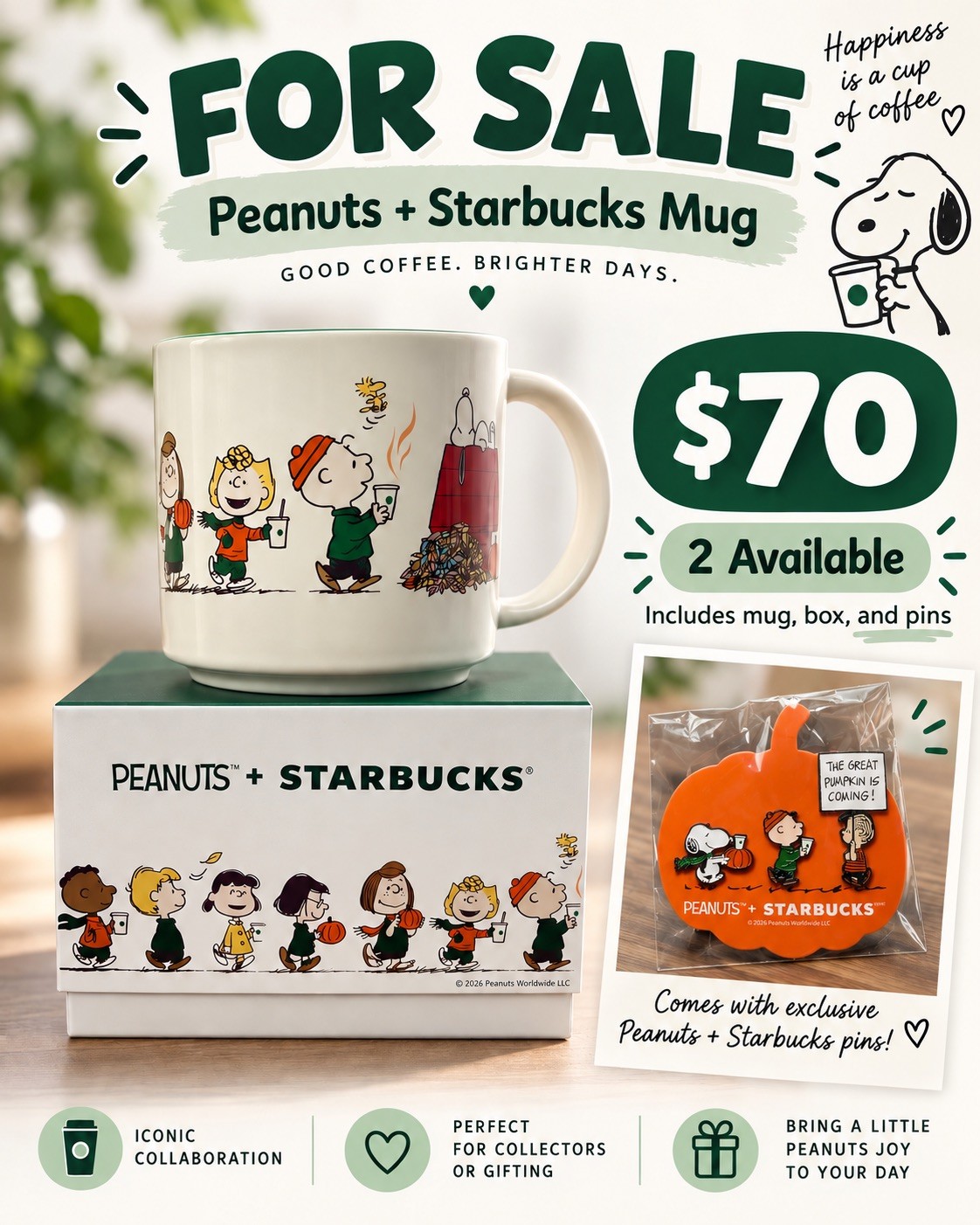 Starbucks Ceramic Mug showcases the Peanuts™ Gang - 14 oz