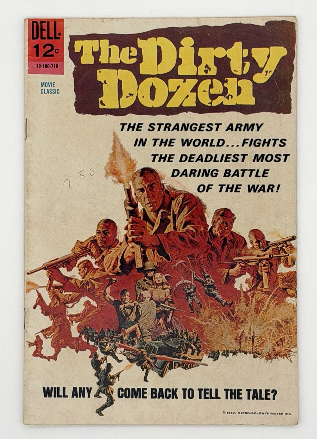 THE DIRTY DOZEN Movie Classic 1967 Film Adaptation Tie-In WWII Dell Comics F/VF