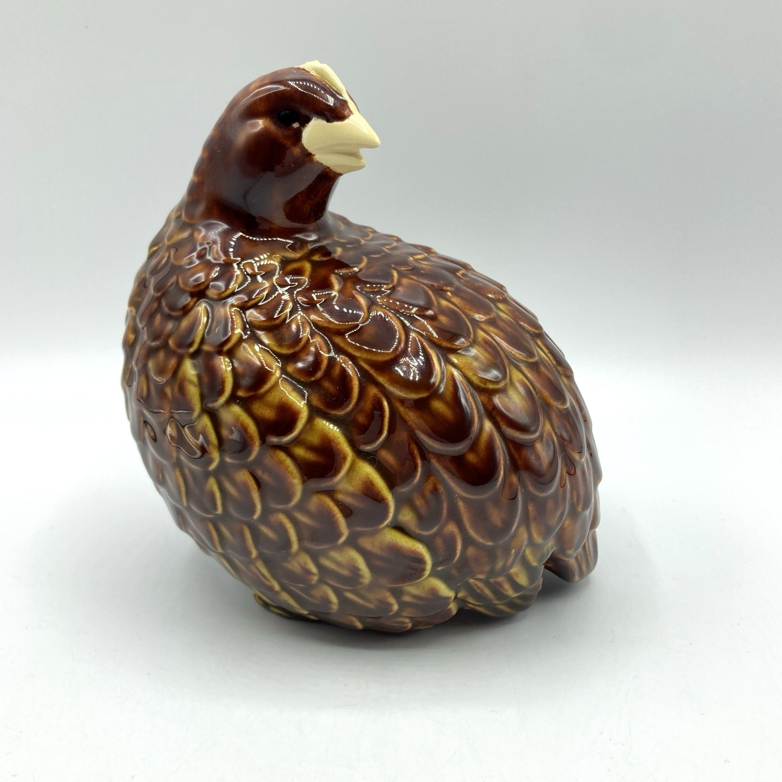 Vtg Hand Painted Ceramic Partridge Quail Bird Figurine Textured Rustic 5.75\