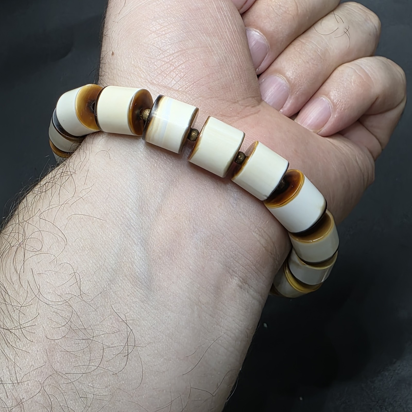 Antique old dzi yemeni banded agate beads bracelet