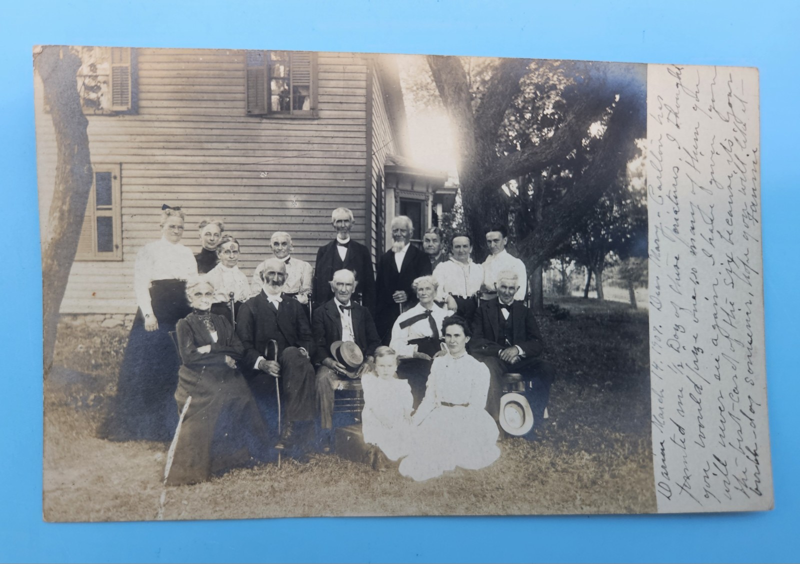 RPPC Antique 1909 Family Photo Postcard To Mary Robinson Darrin NY From Fannie