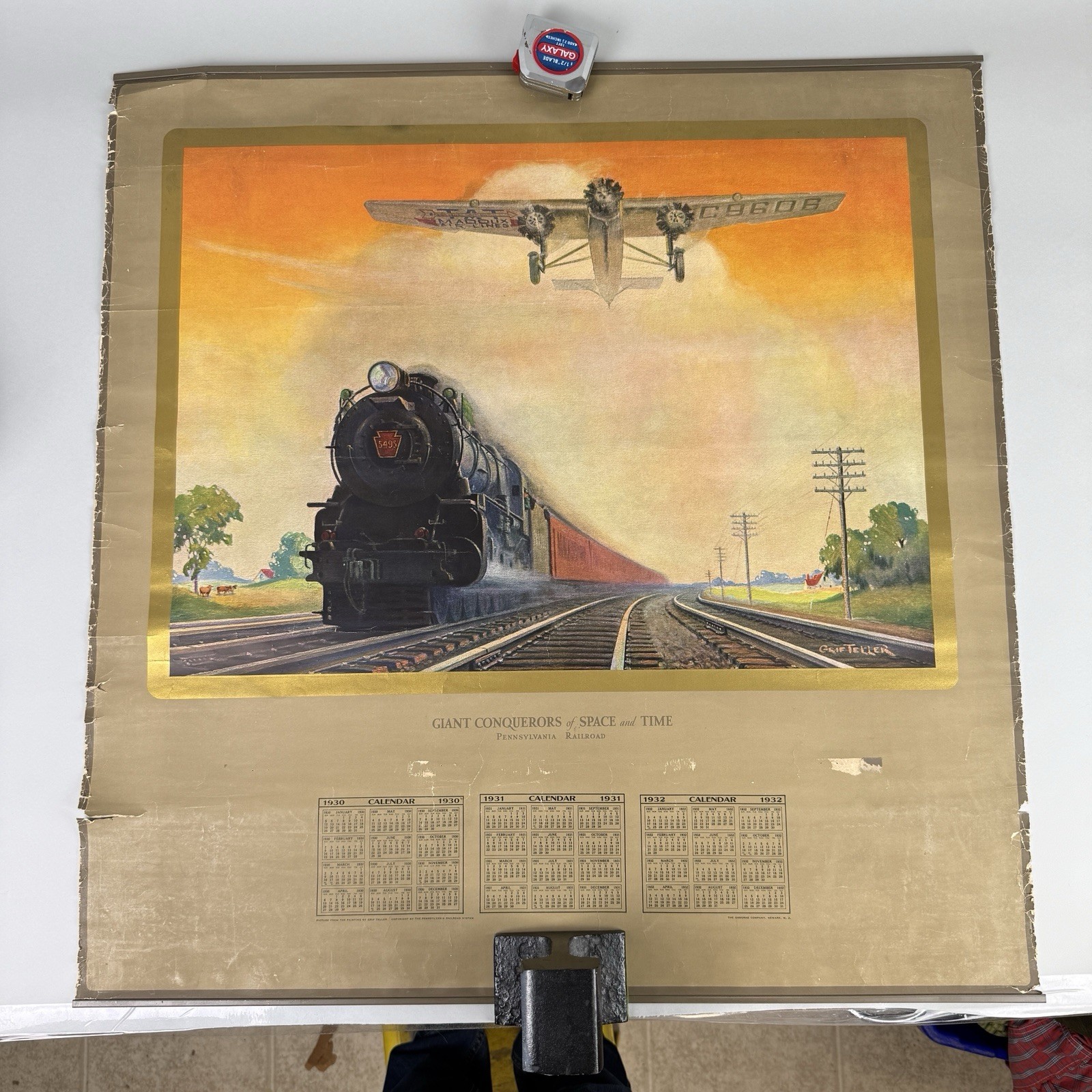 1931 Grif Teller PRR Calendar Giant Conquerors Of Space And Time Train Railroad