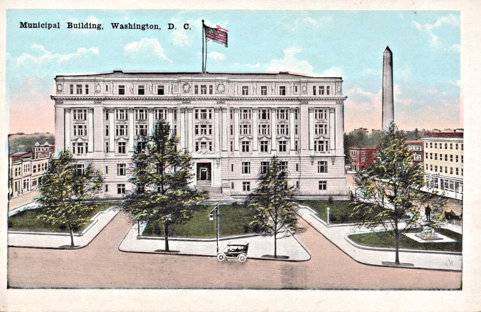 Washington DC Municipal Building White Border Postcard 1920's Misprint unposted