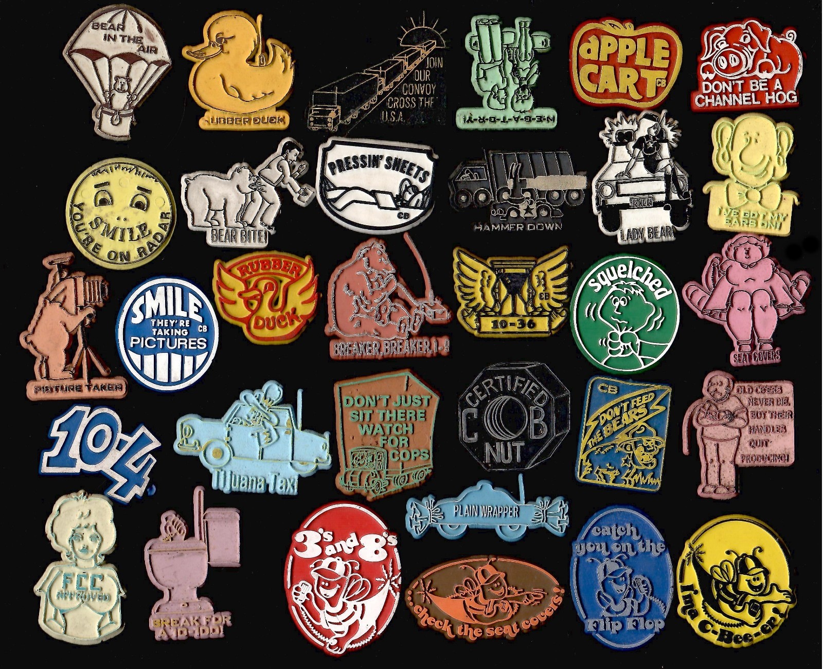 32x Lot CB Radio Lingo Vtg Rubber Truck Trucker Fridge Magnet Novelty \'70s