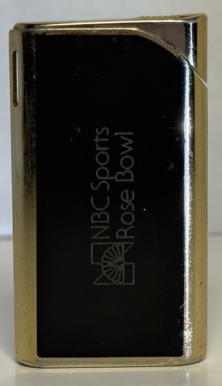 Vintage 1979-86 NBC Sports Rose Bowl Japan Butane Lighter Black Gold Untested