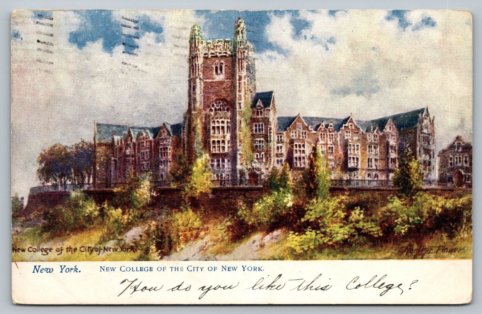 1908 NYC City College Thomas P. Flower Oilette Postcard Raphael Tuck 1908 NYC City College Thomas P. Flower Oilette Postcard Raphael Tuck