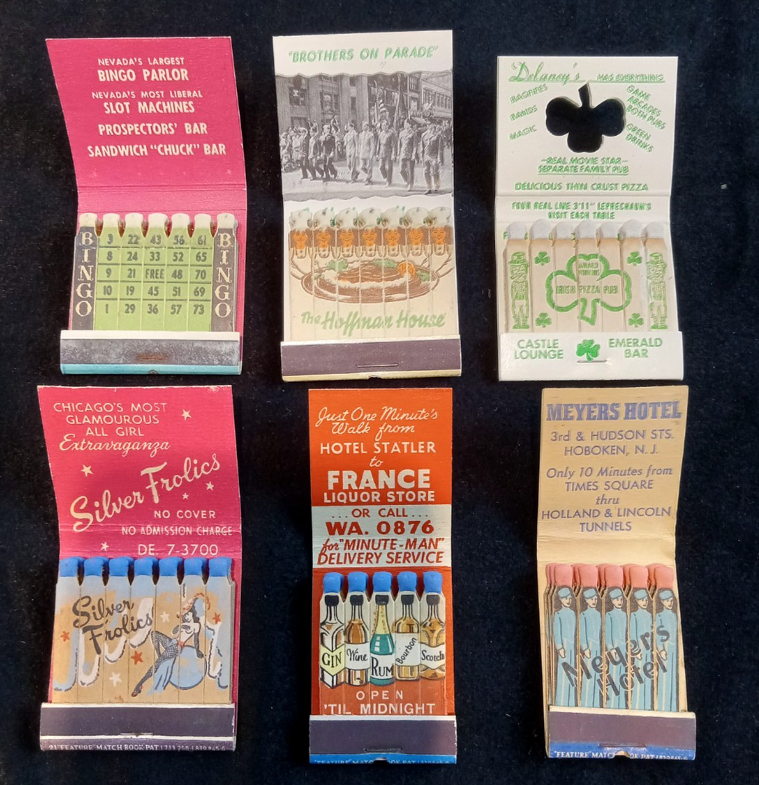 VTG FEATURE MATCHBOOKS LOT OF 6-FULL-UNSTRUCK
