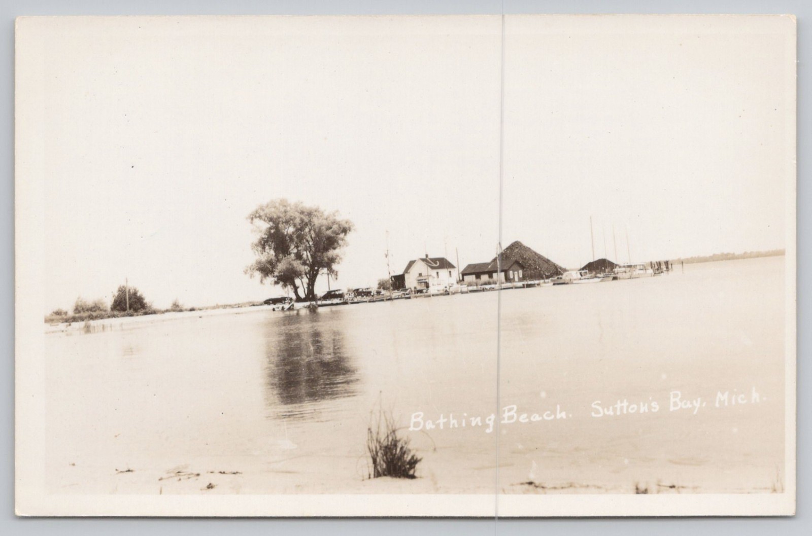 Bathing Beach, Suttons Bay, Michigan MI RPPC UNP Postcard