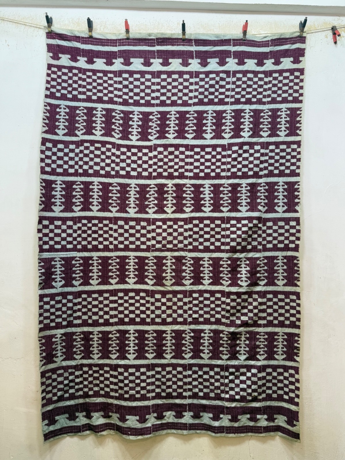 Vintage Beautiful African Ewe Kente Cloth Textile 177x116 Cm