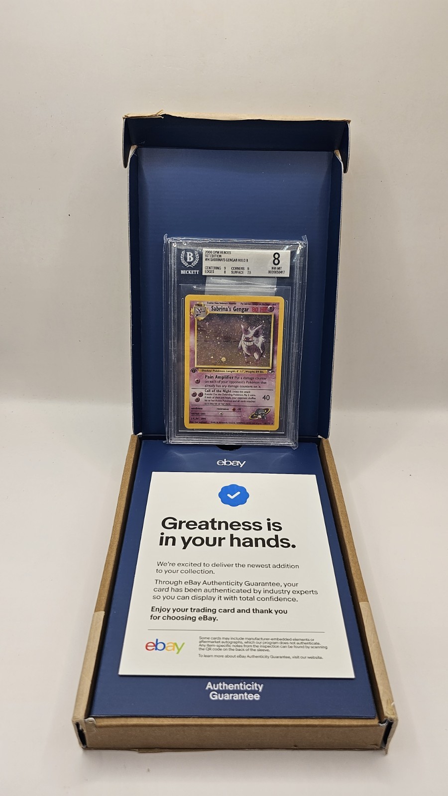 Pokemon Card Sabrina's Gengar 14/132 1st Edition Pokemon Gym Heroes BGS 8 ENG