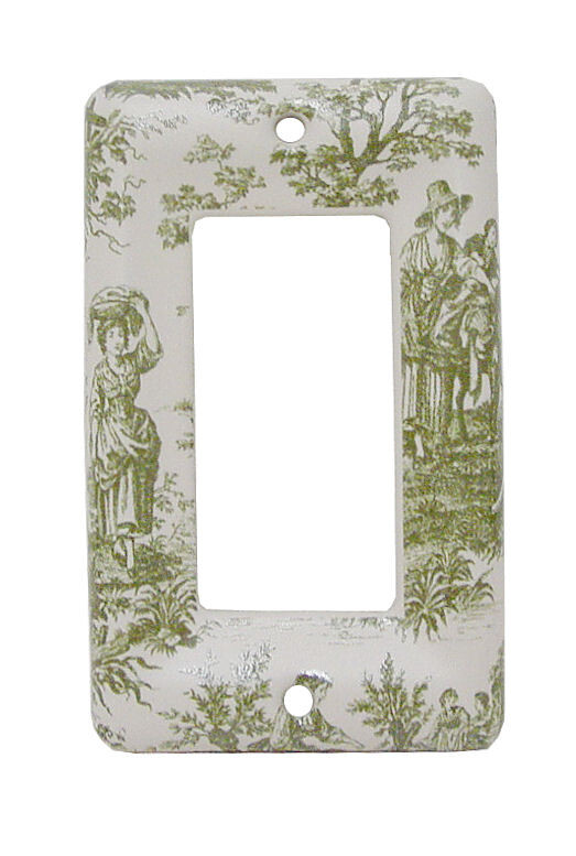 (5 Pack) Single Gfci/Rocker Wall Plate, Sage Green French Toile\' Design LQ-67862 (5 Pack) Single Gfci/Rocker Wall Plate, Sage Green French Toile\' Design LQ-67862