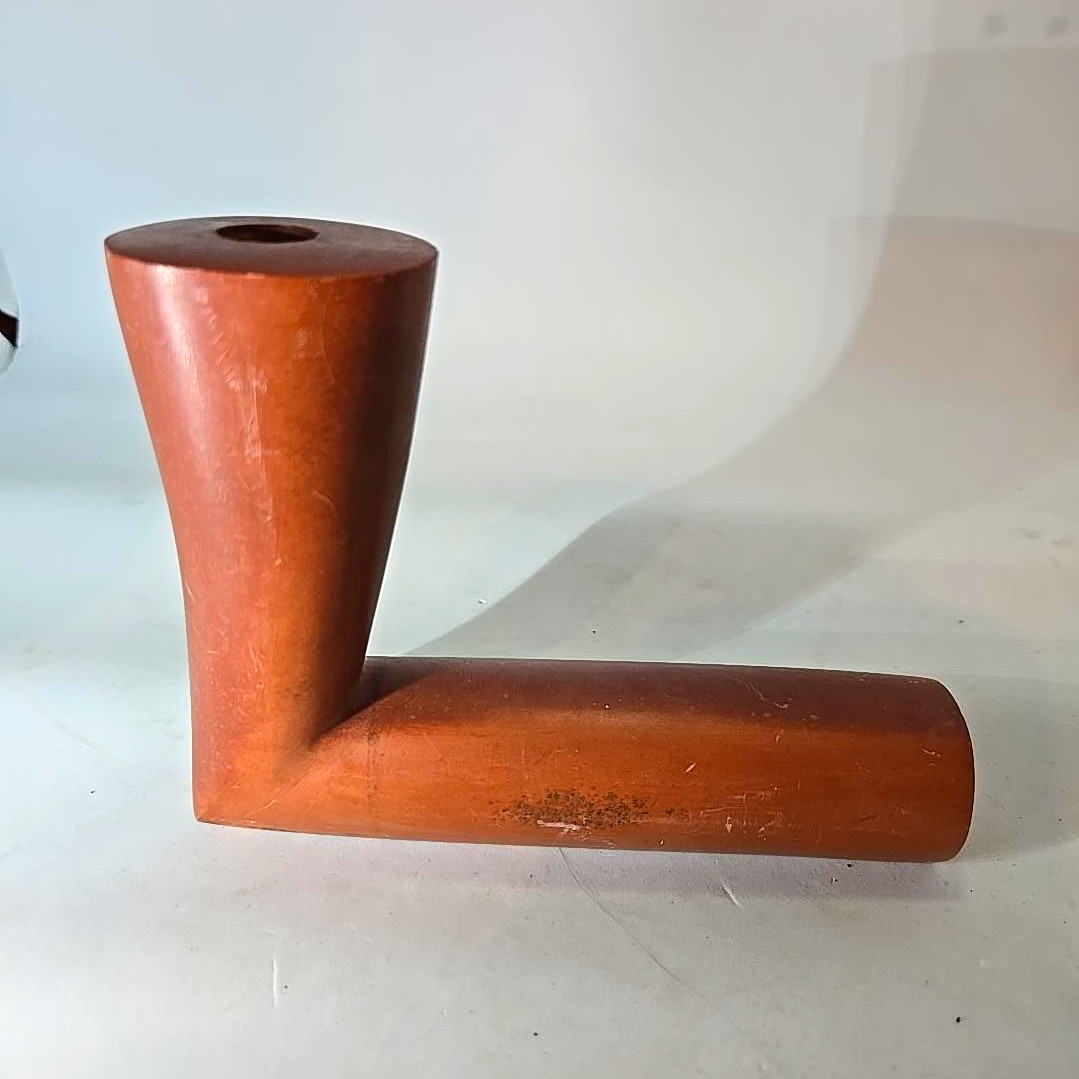 VINTAGE CATLINITE PIPESTONE PIPE SIGNED “LITTLE FEATHER” ATTRIBUTED JEFF DERBY