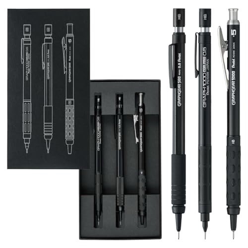 Pentel 60th Anniversary Limited Black Graph1000/GraphGear Mechanical Pencils Set