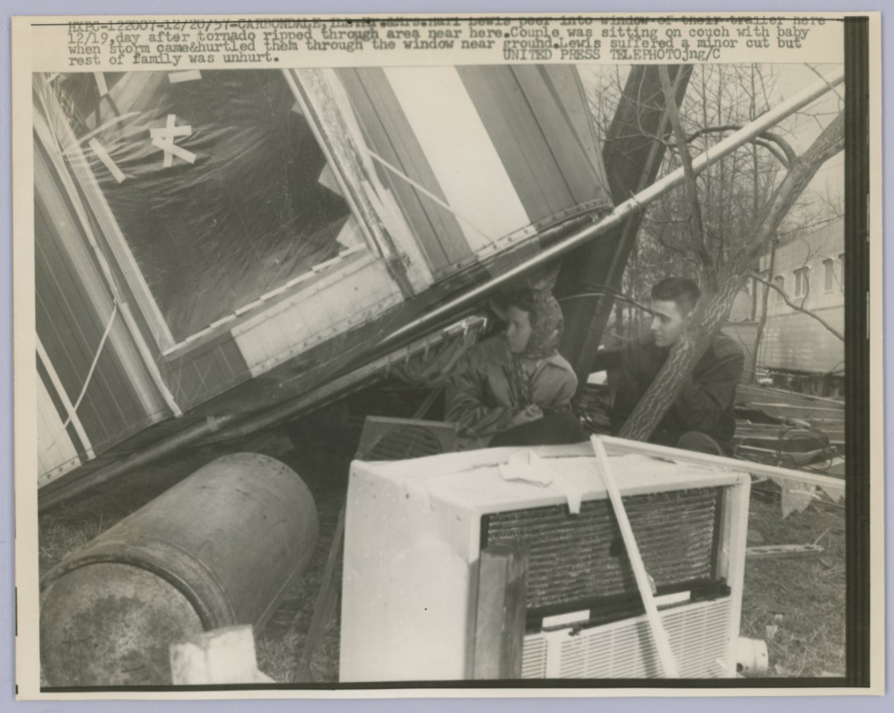 Vintage Press Photo 1957 Tornado Destruction Carbondale Illinois IL