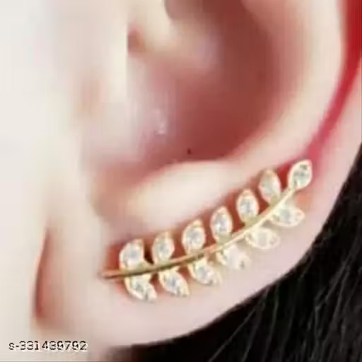 Stylish Gold American Diamond Earcuff Studs Earring For Women And Girls