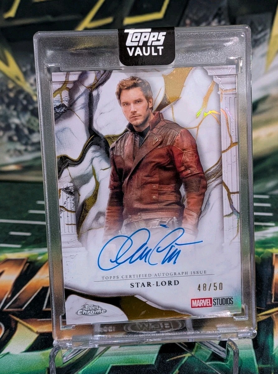2026 Topps Marvel Vault Star-Lord Chris Pratt Immortal Gold Auto 48/50