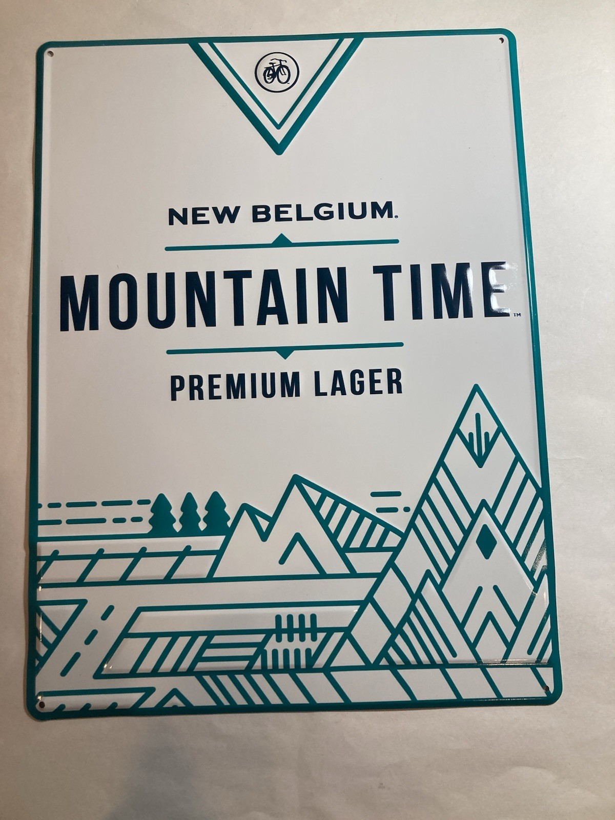 NEW BELGIUM MOUNTAIN TIME LAGER METAL TIN SIGN NEW 19X14