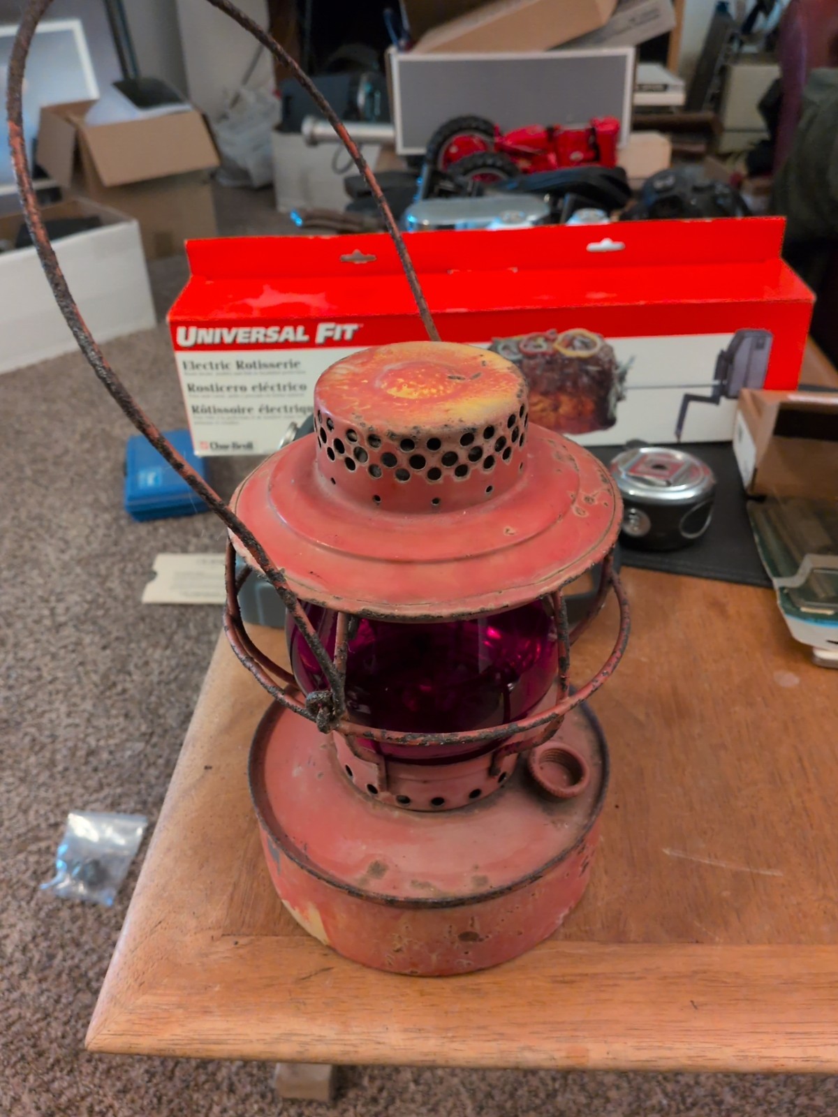 RARE Vintage Handlan St Louis Utility Lantern & Original RED GLOBE ☆USA
