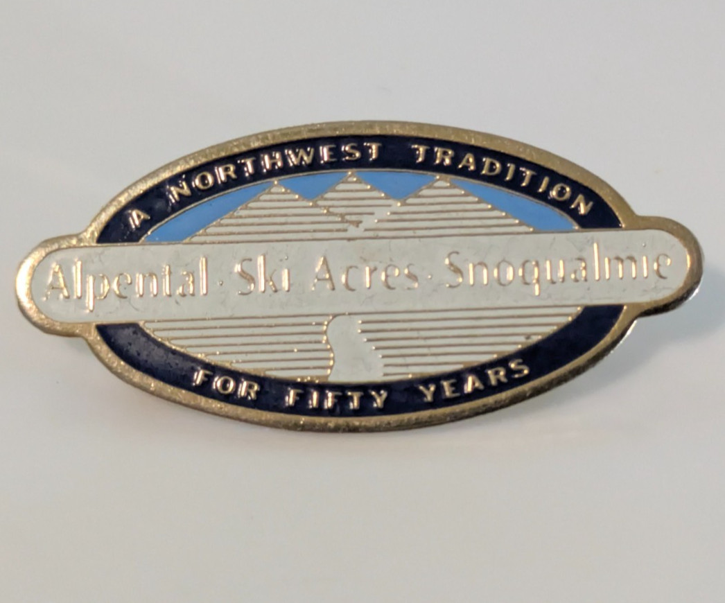 Alpental, Ski Acres, and Snoqualmie 50 Yrs Oval Lapel Pin