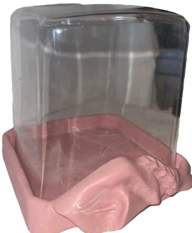 Nice RARE Vintage MCM Lily Flower Lucite Incolay Tissue Box Holder Cover Pink Nice RARE Vintage MCM Lily Flower Lucite Incolay Tissue Box Holder Cover Pink