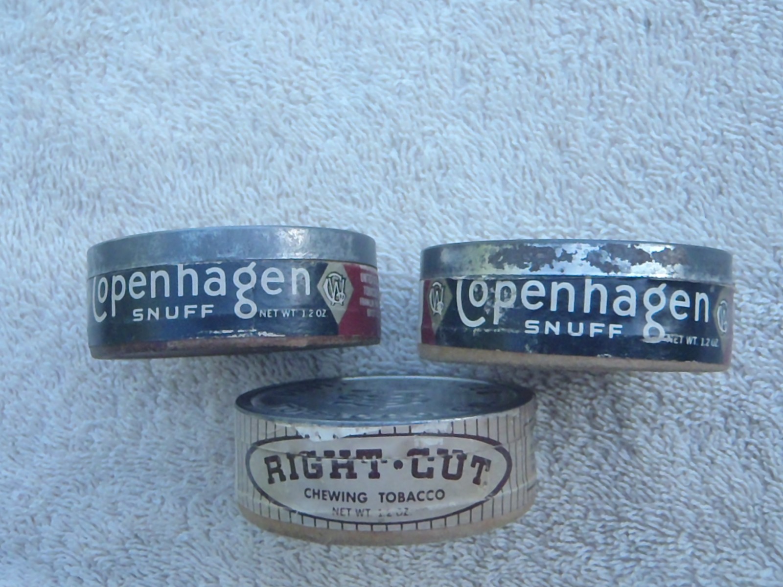 Vintage Copenhagen Snuff Cans Tin Lid Empty Rough - Cut Tobacco Box Advertising