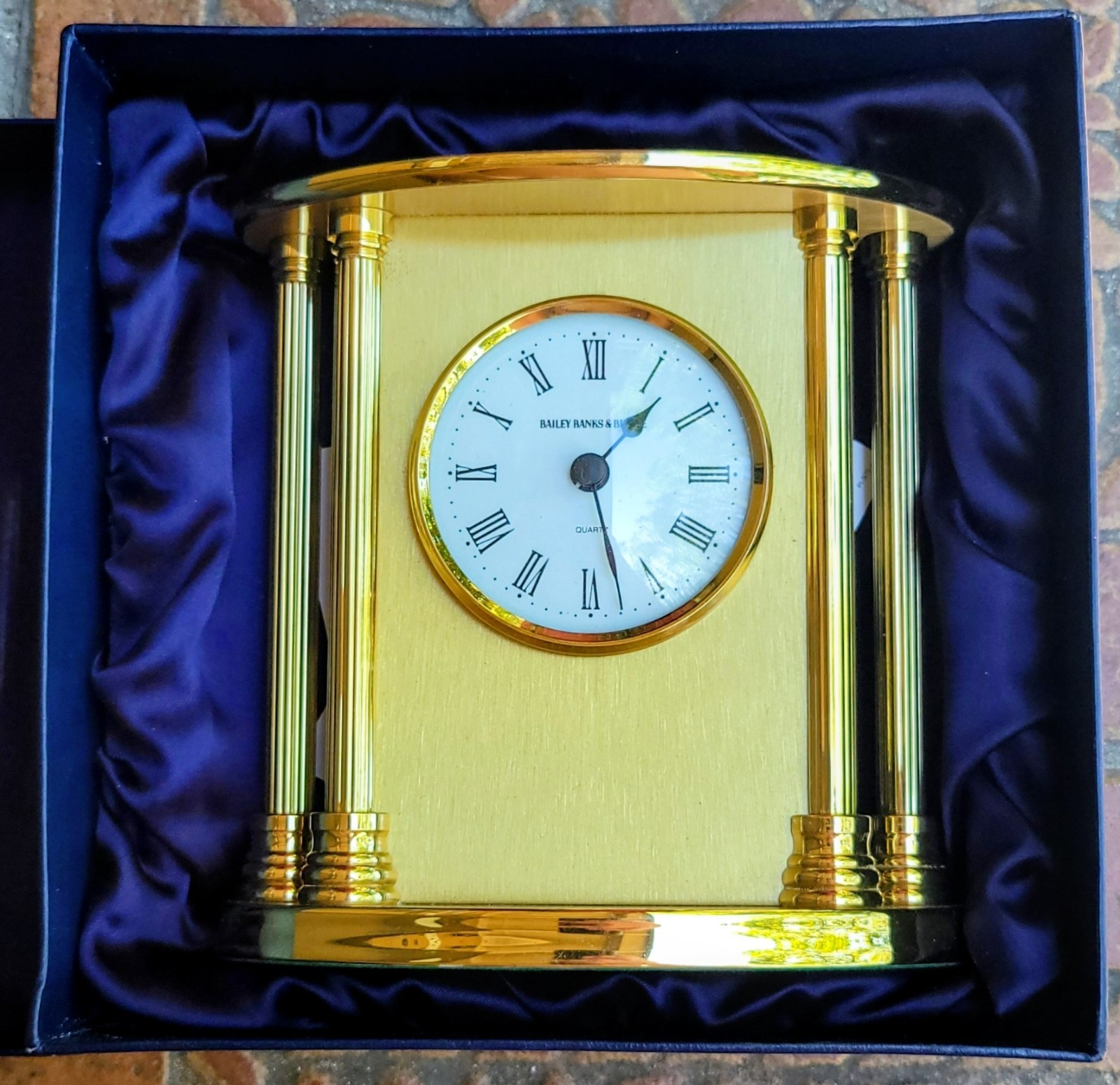 BAILEY BANKS & BIDDLE BRASS DESK CLOCK QUARTZ MODEL - NEW IN BOX