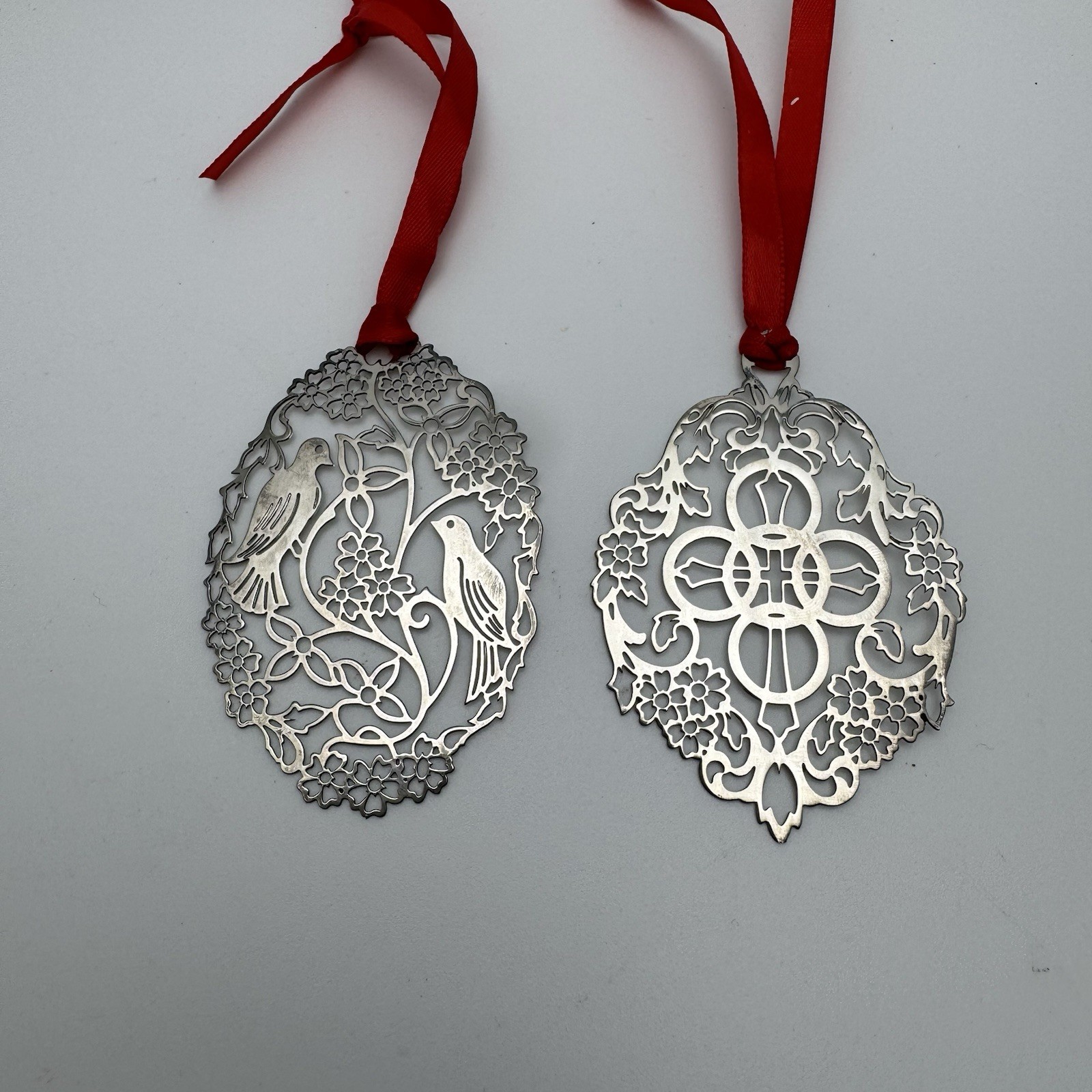 Towle Silversmiths Ornaments Pair 12 Days of Christmas “5 Golden Rings” , Doves