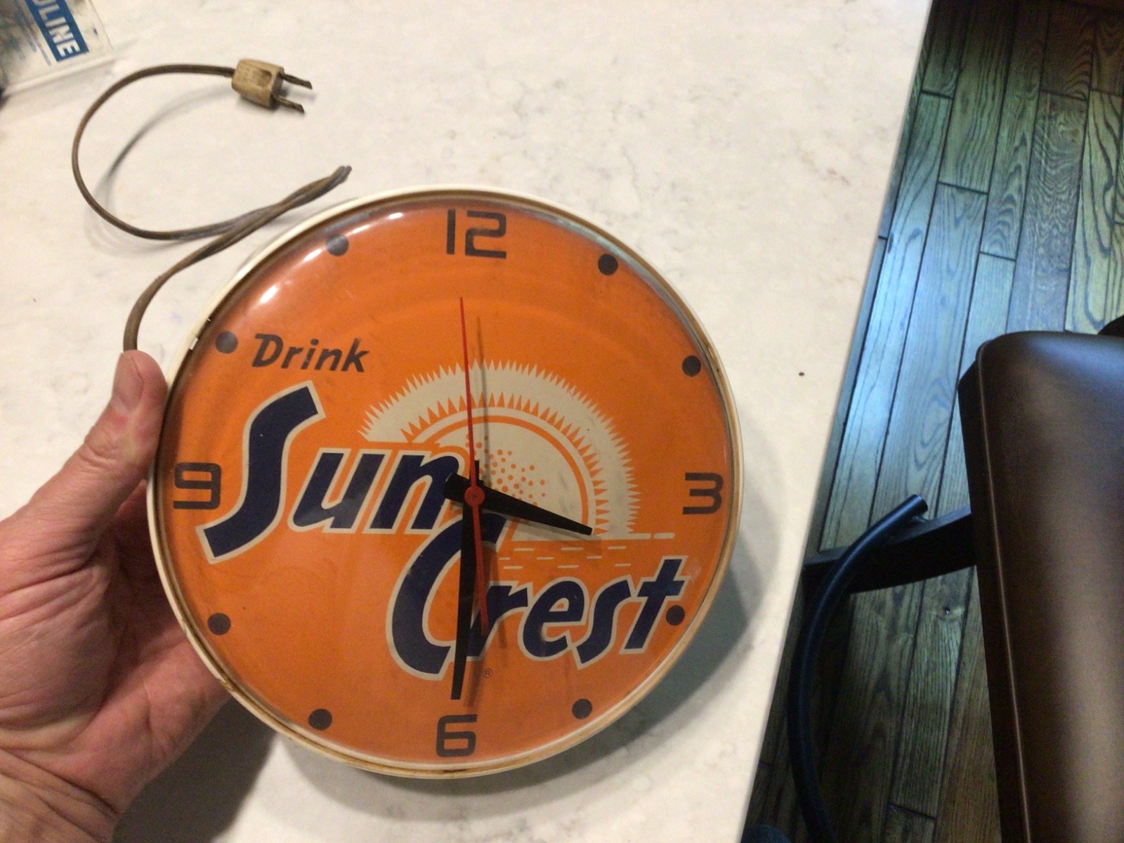 VINTAGE DRINK SUN CREST SODA ADVERTISING GENERAL ELECTRIC CLOCK WORKS GREAT