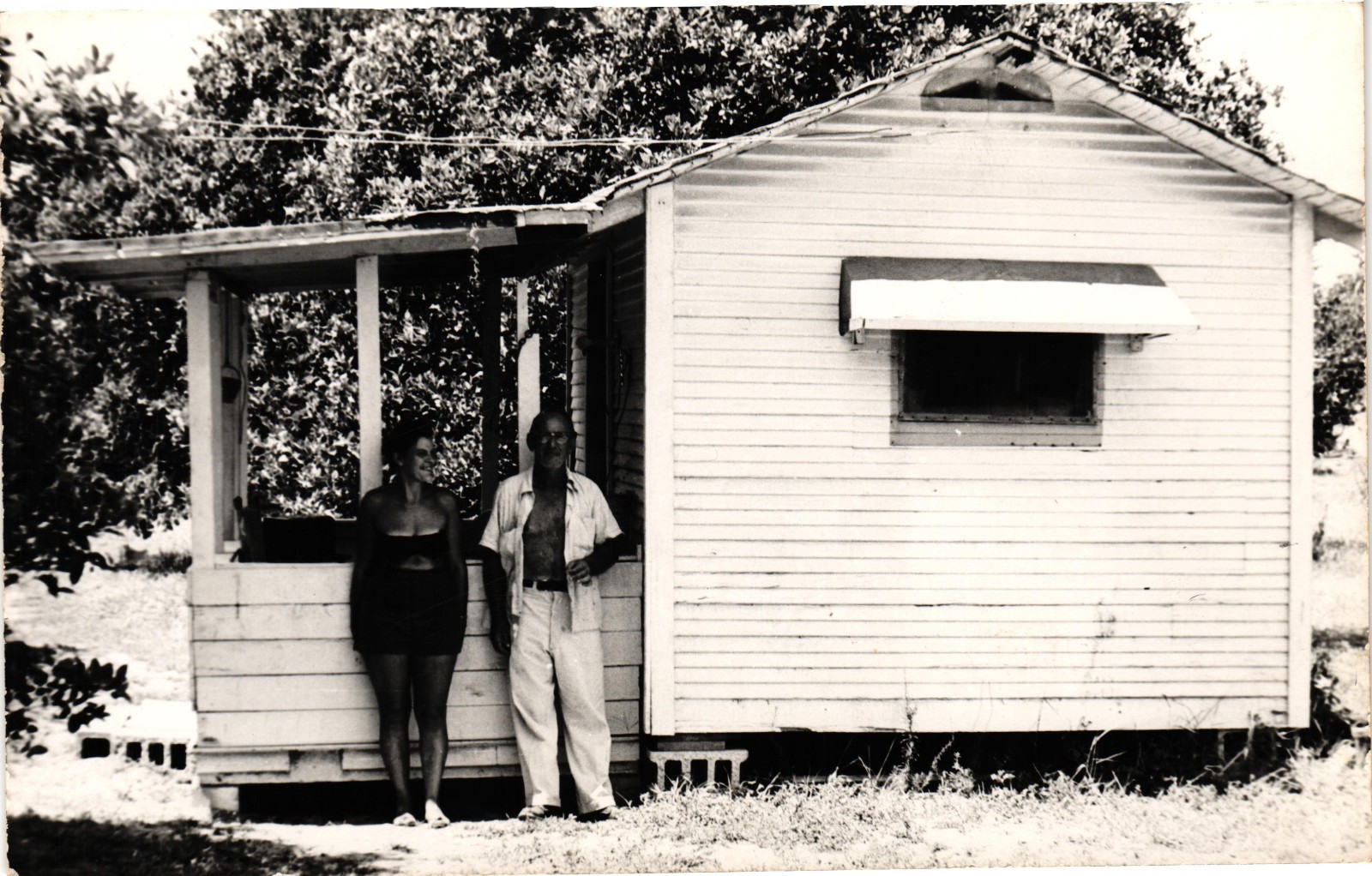 Vintage RPPC Couple Outside Small Cottage House Kodak Photo Postcard Unused Vintage RPPC Couple Outside Small Cottage House Kodak Photo Postcard Unused