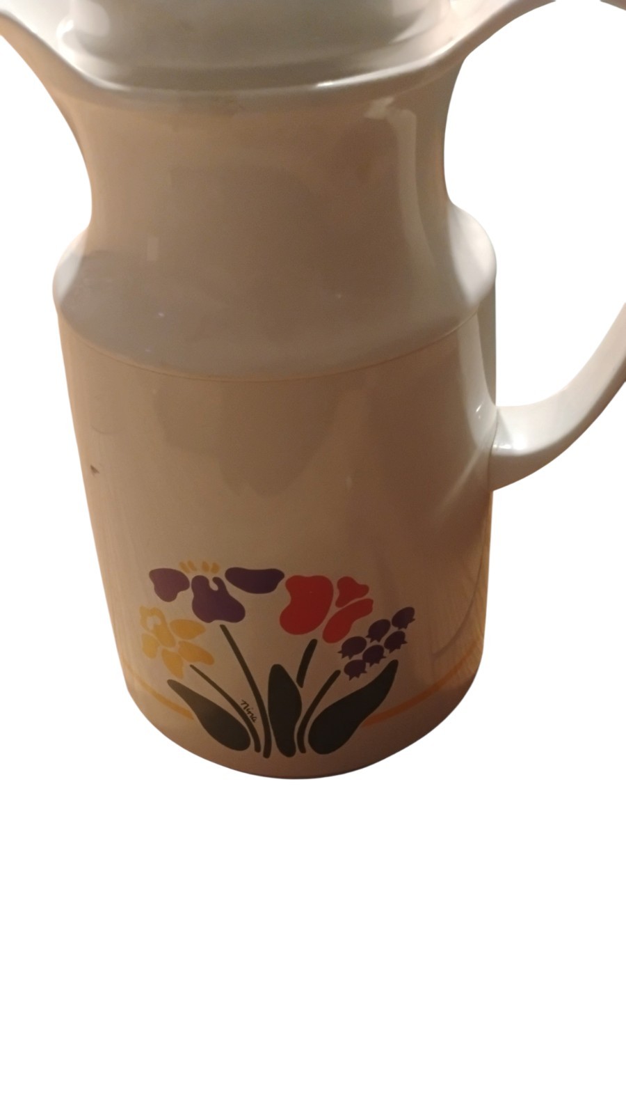 Vintage 1984 White With Floral Coffee Thermos