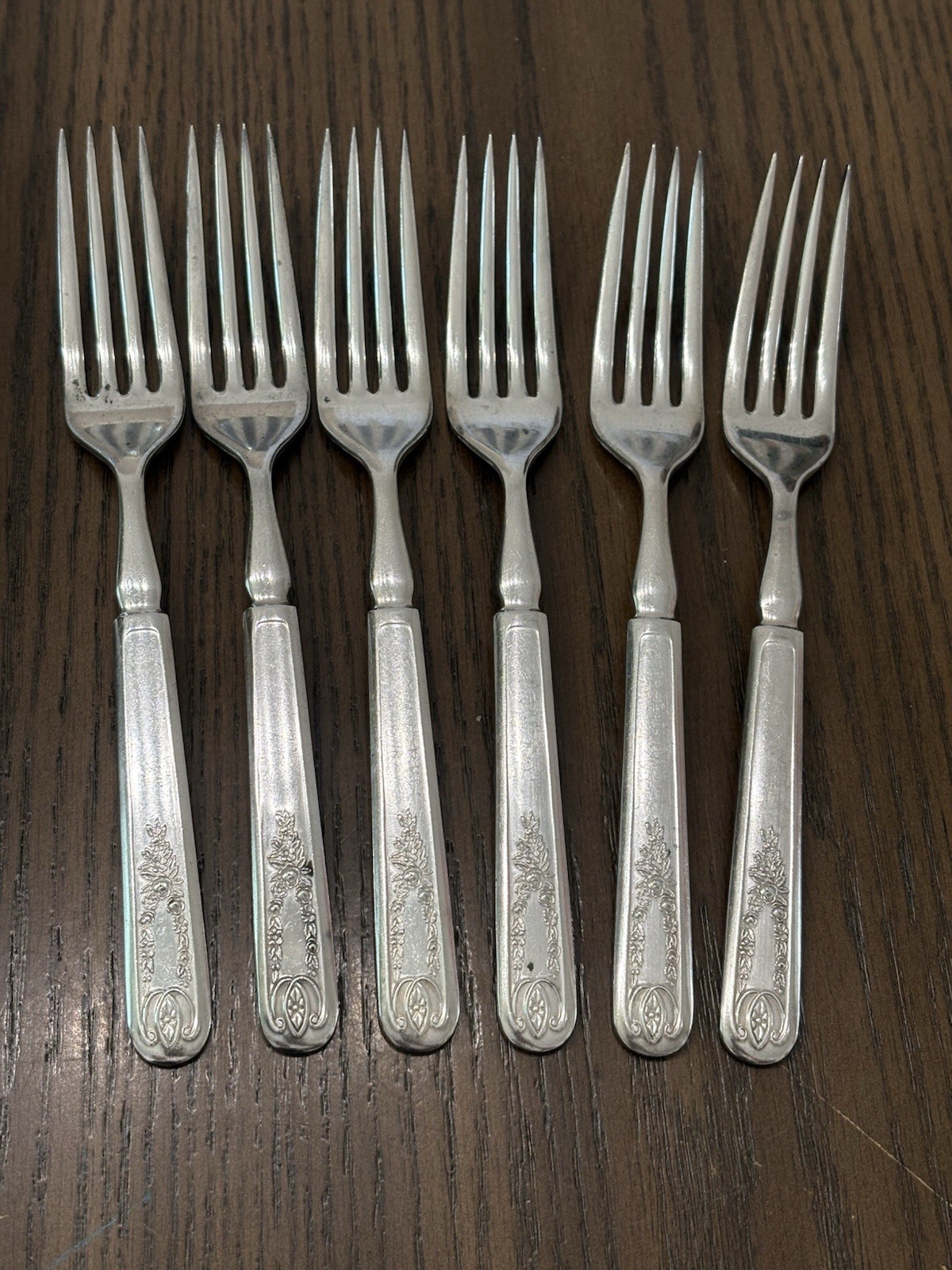 1847 Rogers Bros. COLONY Silverplate Floral Scroll DINNER FORK 7.5”. (5pcs)