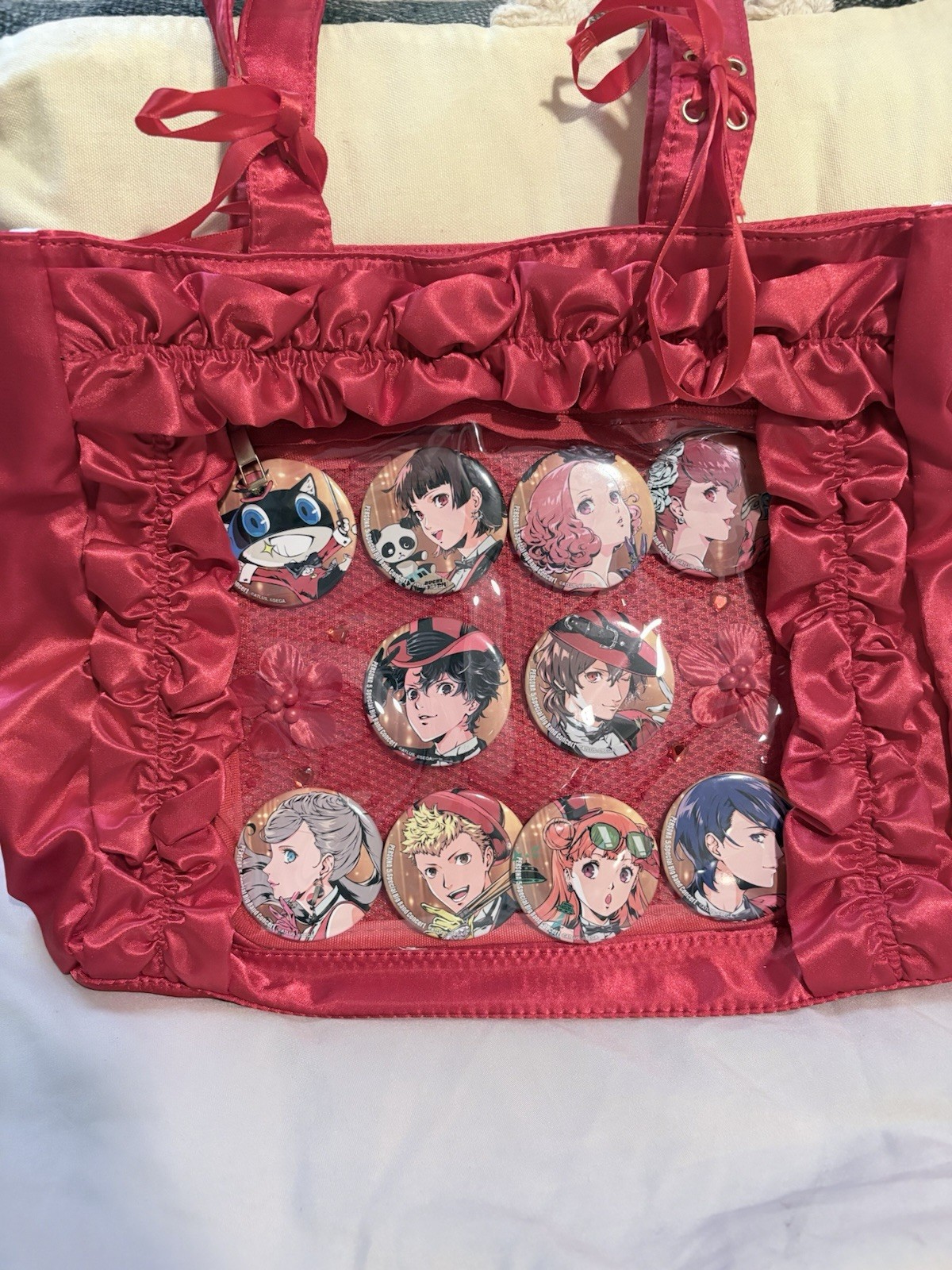 Persona 5 Special Big Band Concert Themed Ita Bag / Red Ita Bag & Can Badge Set Persona 5 Special Big Band Concert Themed Ita Bag / Red Ita Bag & Can Badge Set
