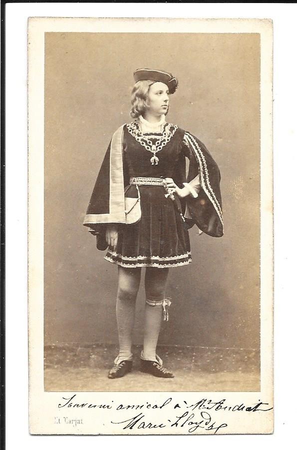 CDV:  MARIE LLOYD-FRENCH  ACTRESS/COURTESAN-SIGNATURE-2ND EMPIRE-1860s-CARJAT