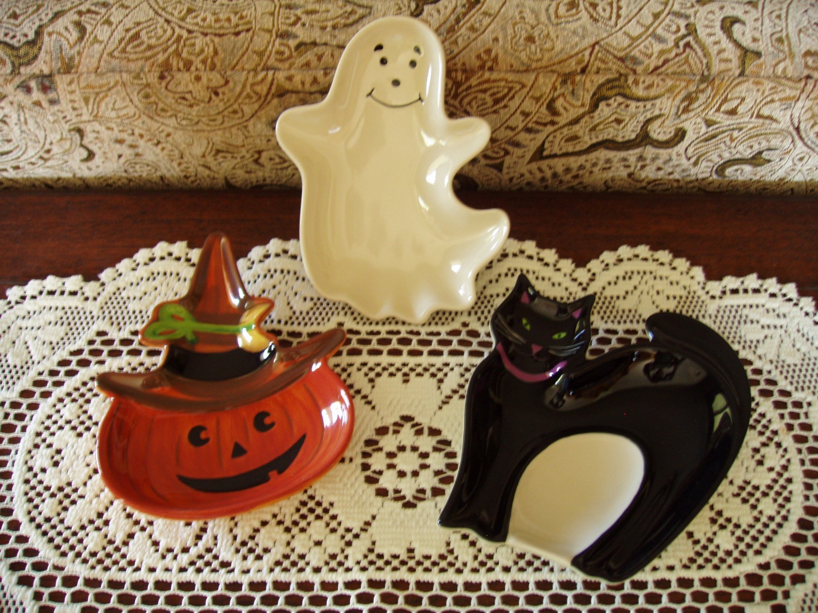 LONGABERGER HALLOWEEN PARTY TREAT SERVING DISHES SET OF 3 NIB POTTERY 