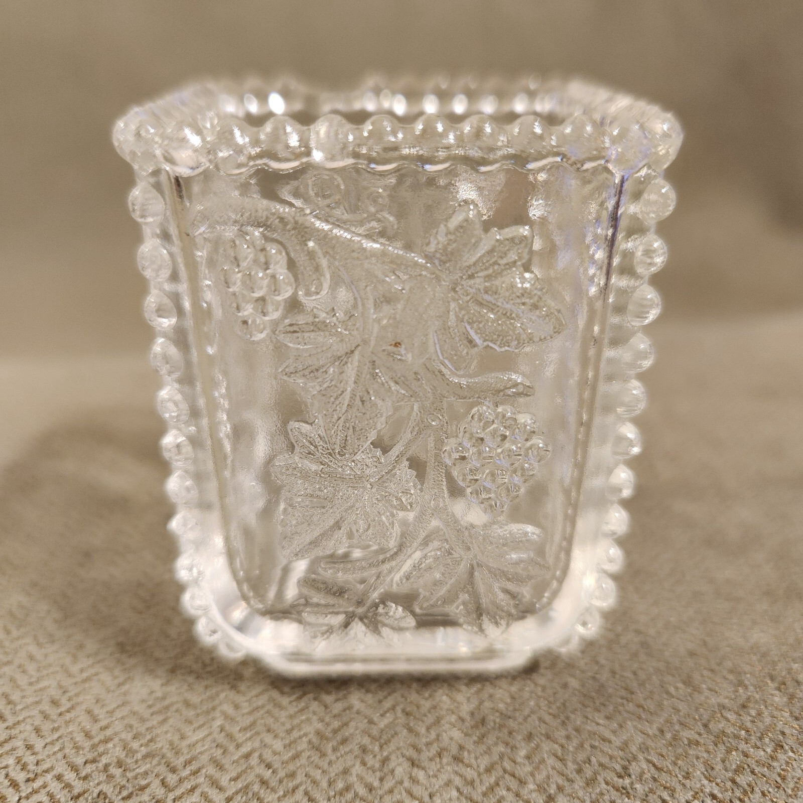 US Glass Vintage Beaded Grape Toothpick Holder 2-3/8 US Glass Vintage Beaded Grape Toothpick Holder 2-3/8