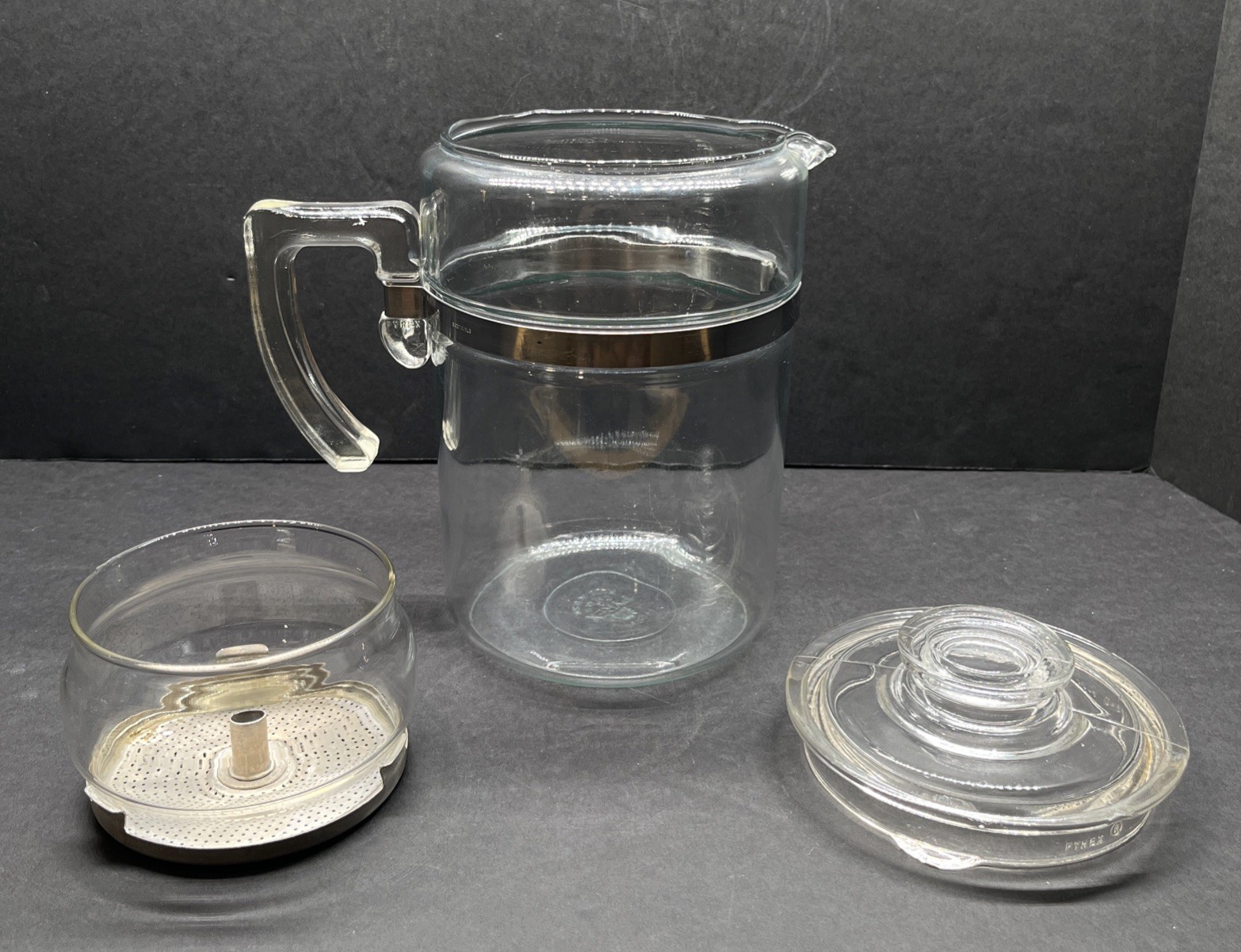 VINTAGE PYREX FLAMEWARE MODEL 7829-B GLASS COFFEE PERCOLATOR