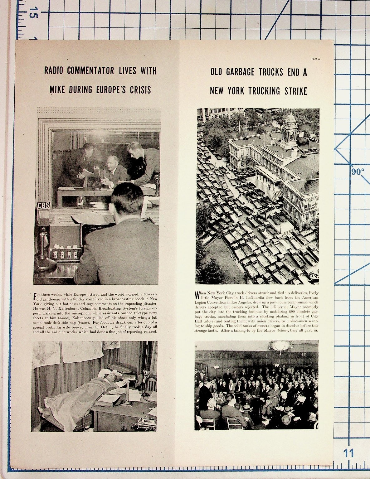 Vintage 1930s Magazine Page NYC Truck Strike Kaltenborn WWII Radio News Ephemera Vintage 1930s Magazine Page NYC Truck Strike Kaltenborn WWII Radio News Ephemera