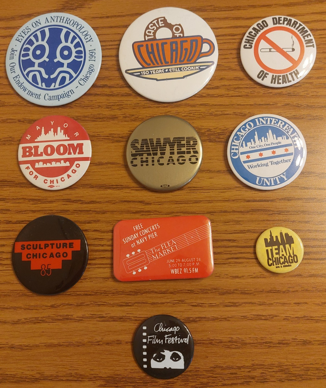 NICE LOT OF 10 VINTAGE CITY OF CHICAGO PINS POLITICS/EVENTS 80\'s/90\'s NICE LOT OF 10 VINTAGE CITY OF CHICAGO PINS POLITICS/EVENTS 80\'s/90\'s
