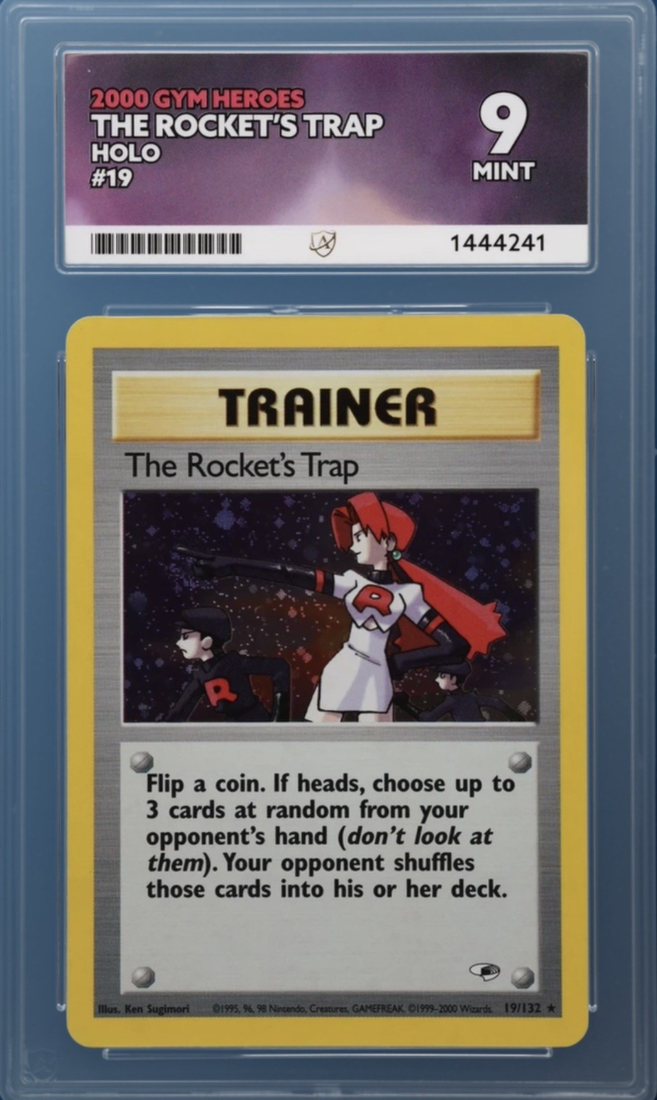 2000 Pokémon Gym Heroes The Rocket’s Trap Holo #19 ACE 9 MINT Vintage WOTC
